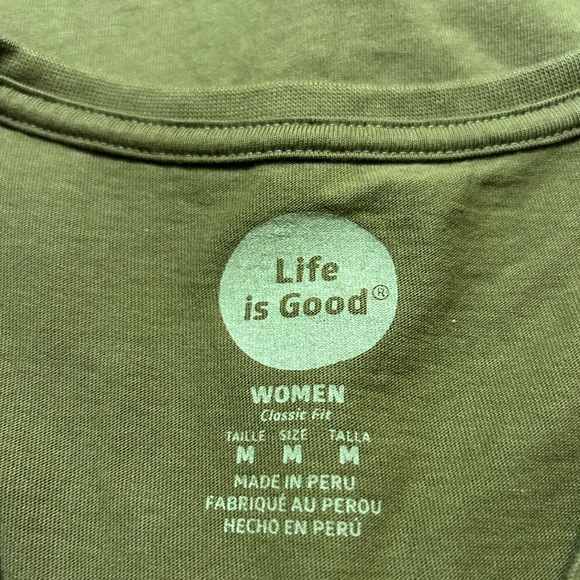 Life Is Good Olive Green Short Sleeve Tee I like it here - Picture 5 of 5
